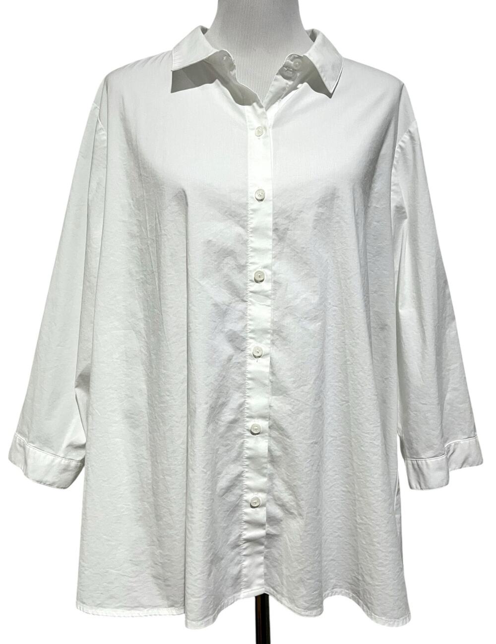 J.Jill White Shirt Collection A-Line Button Up Tunic Top Swing Long Sleeve 2X